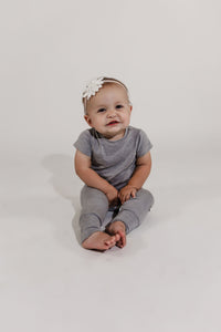 Grey Bamboo Lyocell Zip Romper