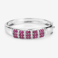 6.65 Carat Genuine Ruby and White Topaz .925 Sterling Silver Bracelet