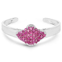7.38 Carat Glass Filled Ruby, Ruby and White Topaz .925 Sterling Silver Bangle