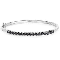 2.50 Carat Genuine Black Diamond .925 Sterling Silver Bangle