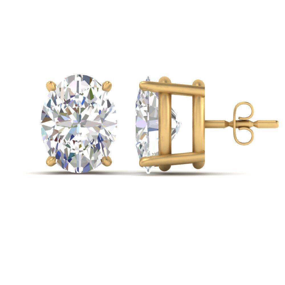 Classic Four Prong Oval Diamond Solitaire Stud Earrings (1.00 Ct - 10.00 Ct)