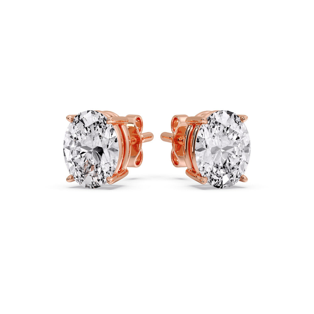 Classic Four Prong Oval Diamond Solitaire Stud Earrings (1.00 Ct - 10.00 Ct)