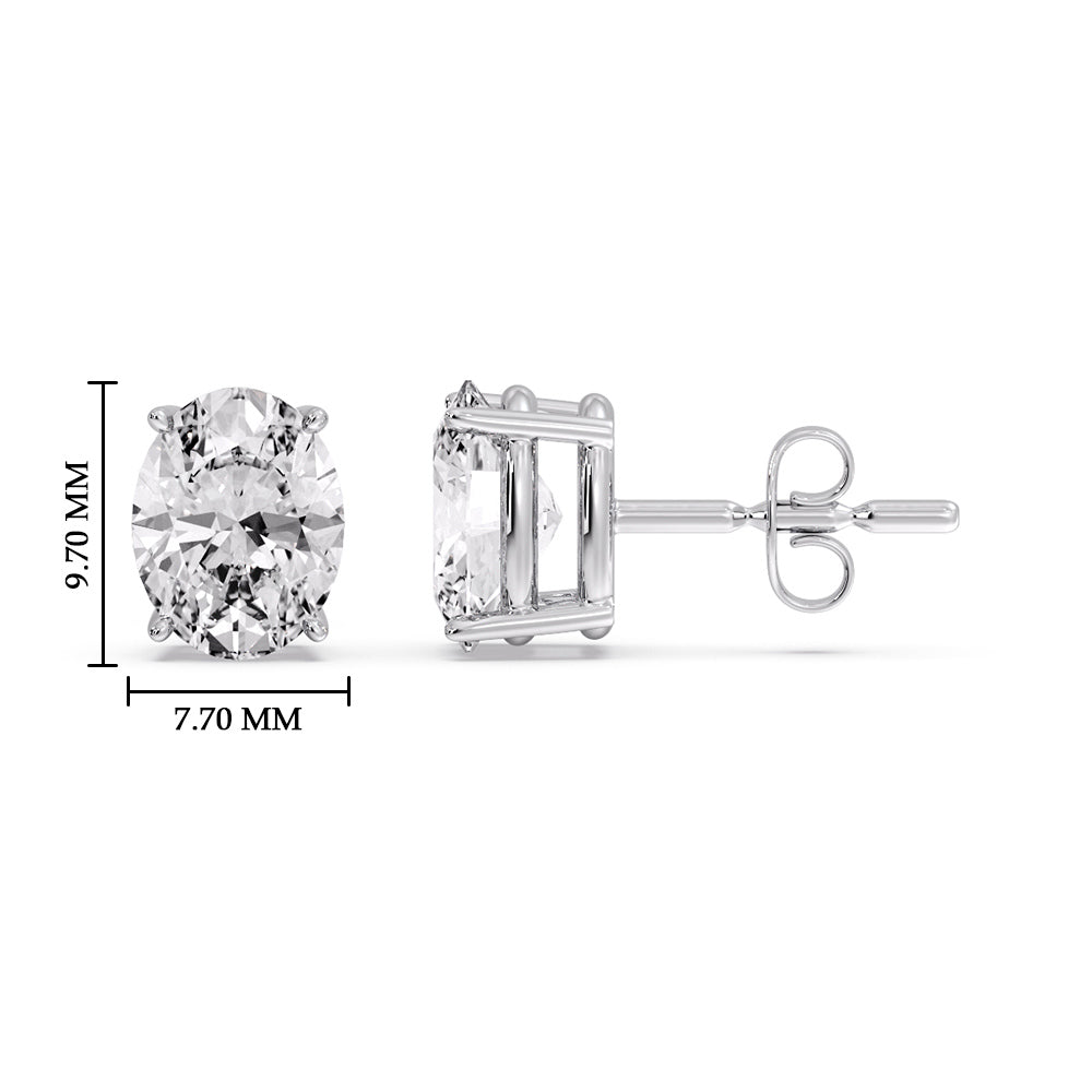 Classic Four Prong Oval Diamond Solitaire Stud Earrings (1.00 Ct - 10.00 Ct)