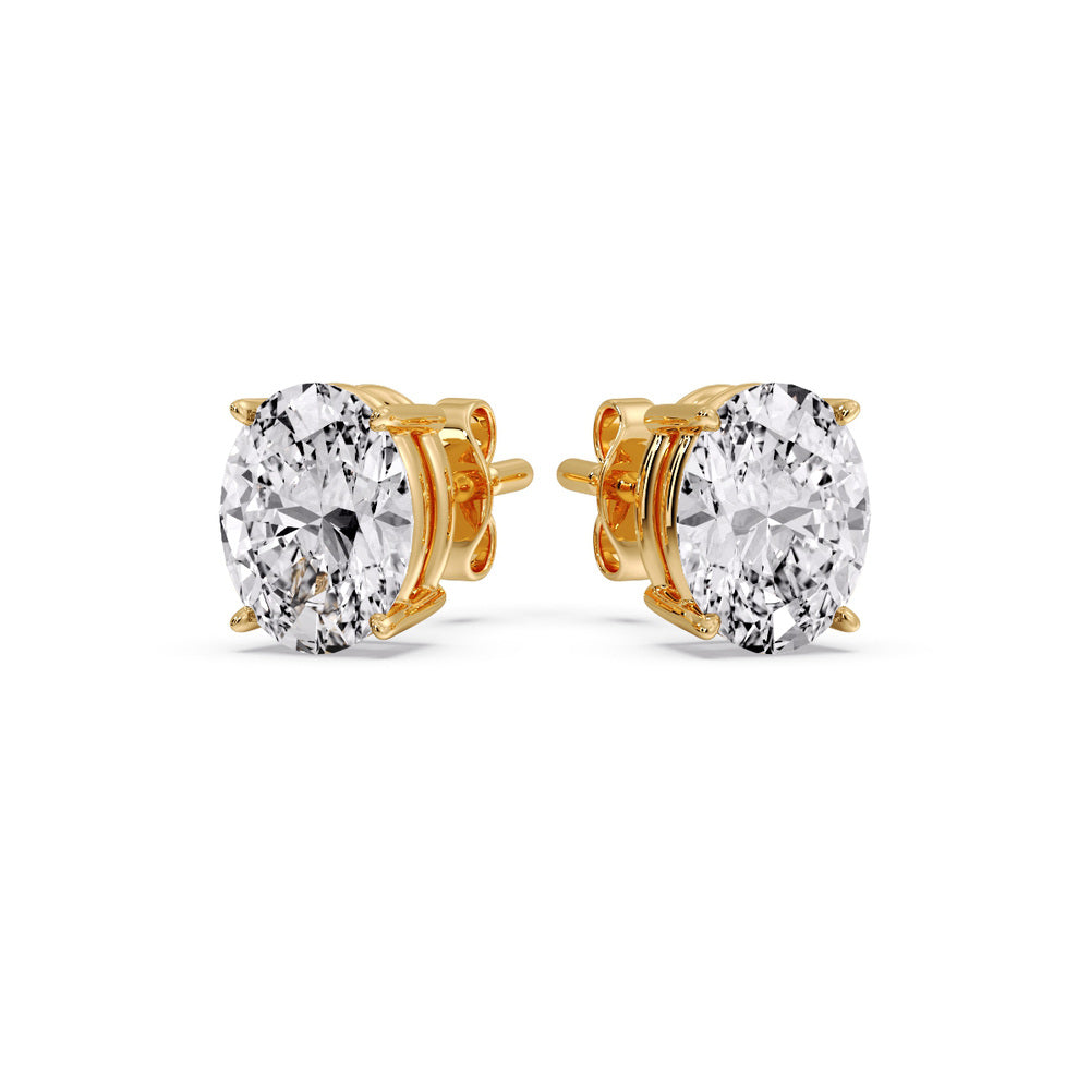 Classic Four Prong Oval Diamond Solitaire Stud Earrings (1.00 Ct - 10.00 Ct)