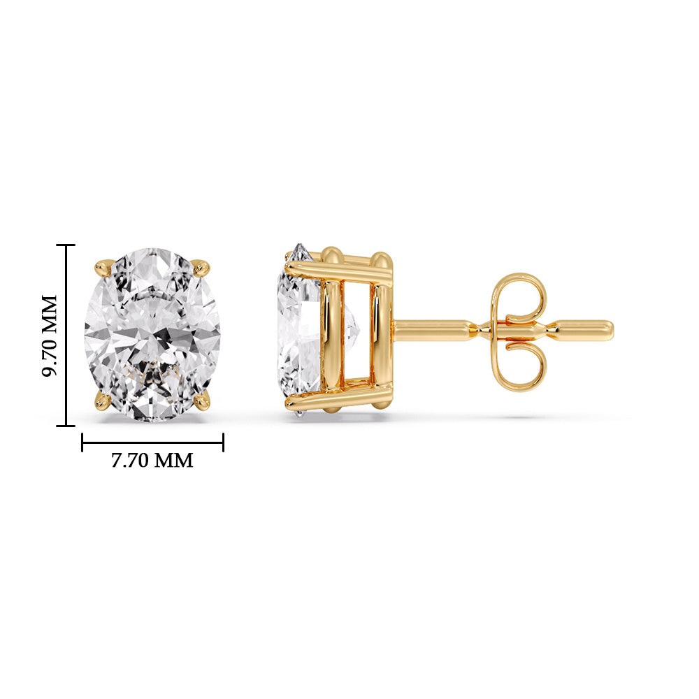 Classic Four Prong Oval Diamond Solitaire Stud Earrings (1.00 Ct - 10.00 Ct)