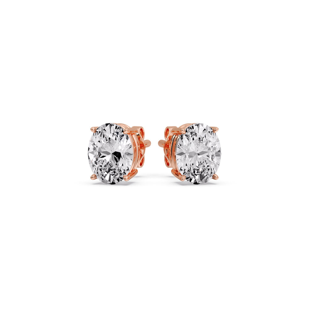 Classic Four Prong Oval Diamond Solitaire Stud Earrings (1.00 Ct - 10.00 Ct)