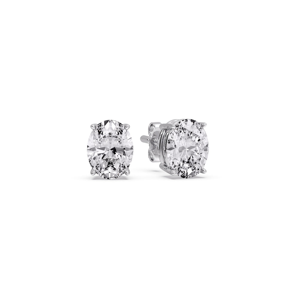 Classic Four Prong Oval Diamond Solitaire Stud Earrings (1.00 Ct - 10.00 Ct)