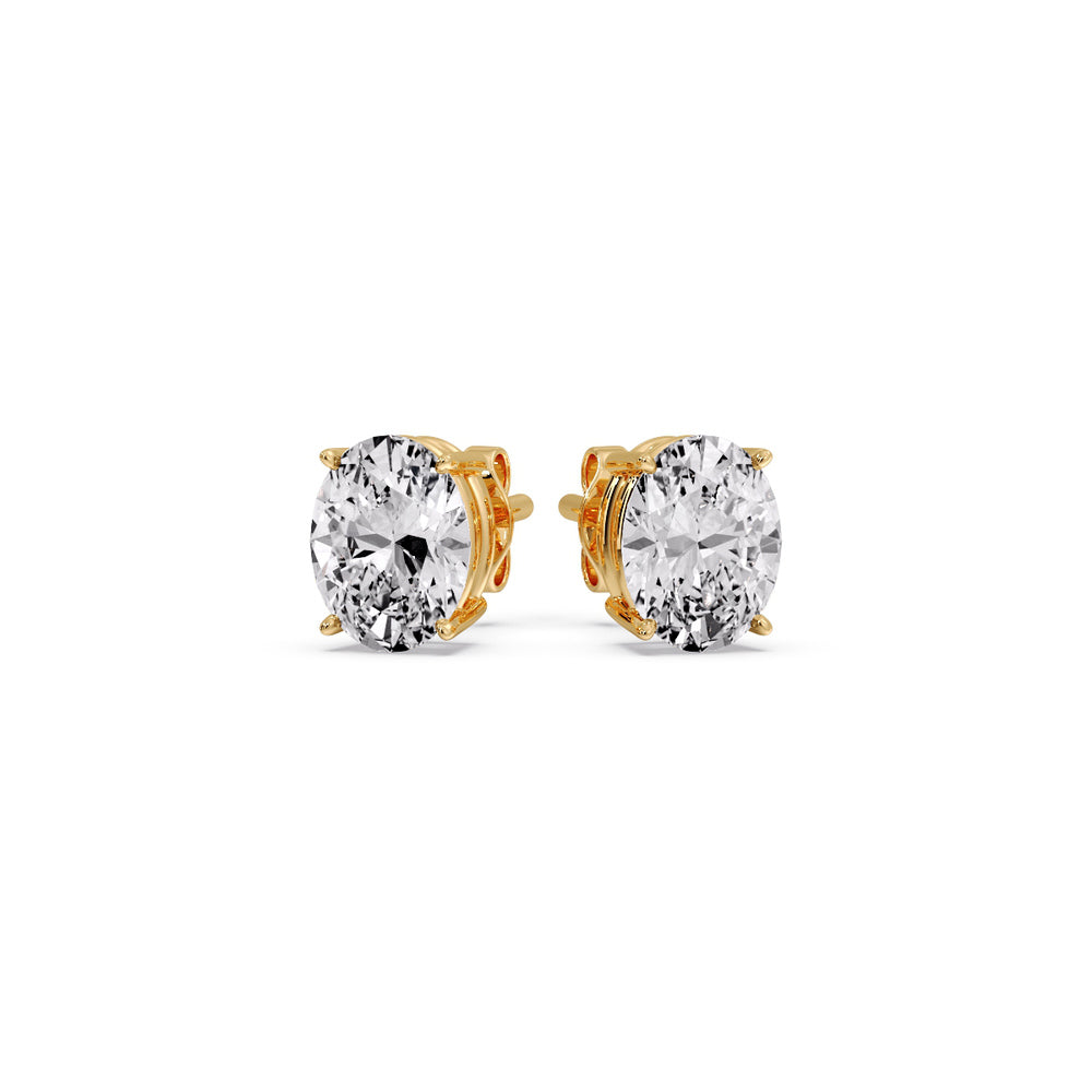 Classic Four Prong Oval Diamond Solitaire Stud Earrings (1.00 Ct - 10.00 Ct)