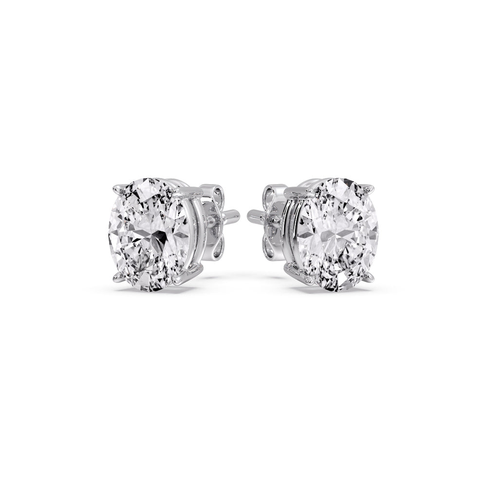 Classic Four Prong Oval Diamond Solitaire Stud Earrings (1.00 Ct - 10.00 Ct)