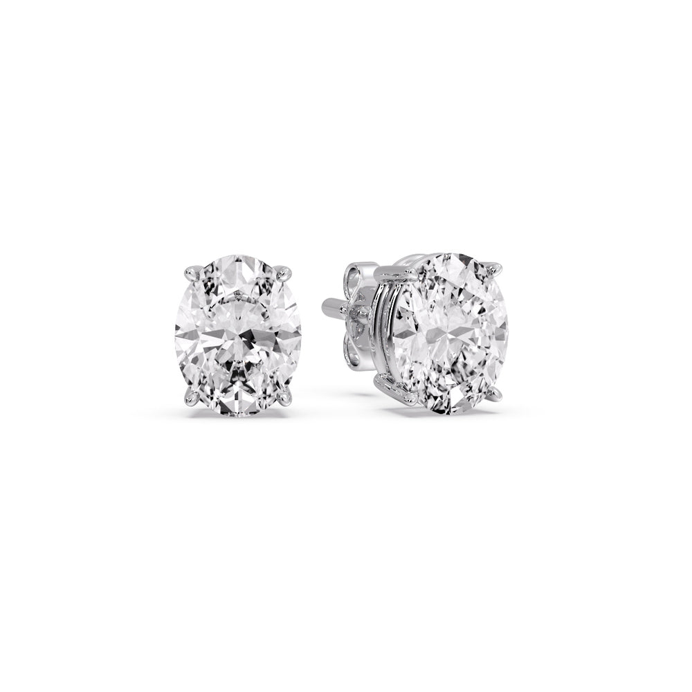 Classic Four Prong Oval Diamond Solitaire Stud Earrings (1.00 Ct - 10.00 Ct)