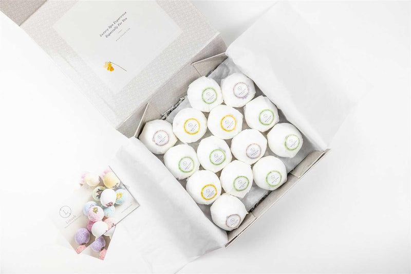 Bath Bombs Gift Box, Set of 14 Big 100% Natural Relaxing Bath Bombs - BIG FRENCHIES