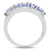 2.76 Carat Genuine Tanzanite and White Topaz .925 Sterling Silver Ring