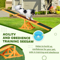 PawHut Wooden Dog Agility Seesaw For Balance Training And Exercise, Platform Equipment Run Game Toy, Weather Resistant P
