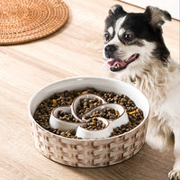Ceramic Slow Feeder Dog Bowl Slow Feeder Dog Bowl For Medium Large Anti-Choking Slow Eating Dog Bowl Non Slip Dog Bowl Slow Feeder