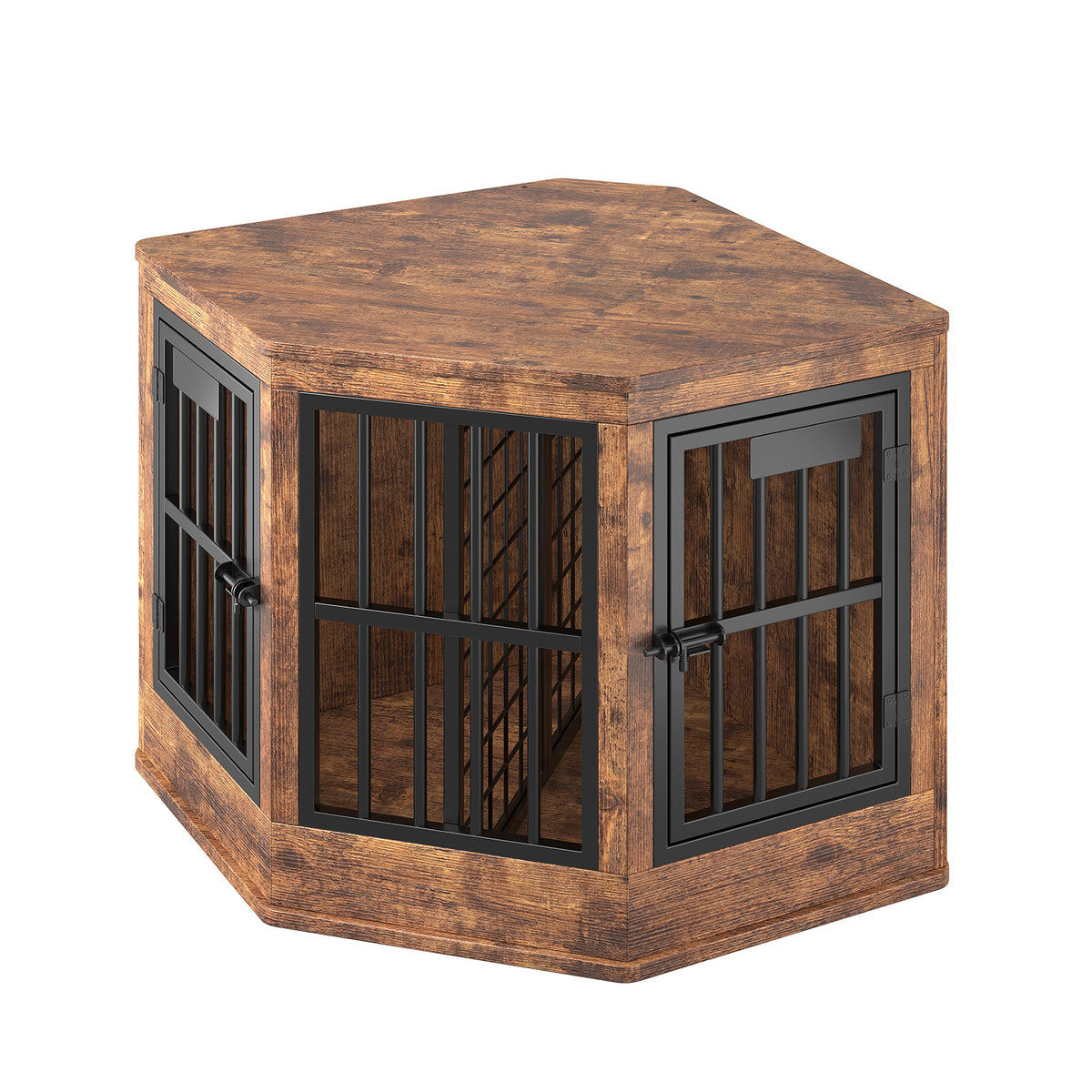 Corner Dog Crate Furniture Modern Indoor Dog Cage Decorative Pet House TV Stand For Medium And Large Sized Dogs Brown