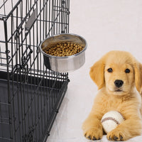 1Pc M Size Stainless Steel Dog Bowl Pets Hanging Food Bowl Detachable Pet Cage Food Water Bowl With Clamp Holder