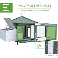 77" Wooden Chicken Coop Hen House Poultry Cage with Weatherproof Roof, Nesting Box, Enclosed Run and Removable Tray for 