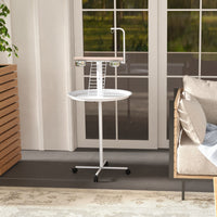 Bird Stand with Wheels, Perches, Feed Bowls, Round Tray for Parrot