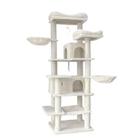 68in Tall Multi-Level Green Cat Tree with Hammocks, Hanging Basket, Cat Cave, Removeable Cushion, Scratching Posts - Plu