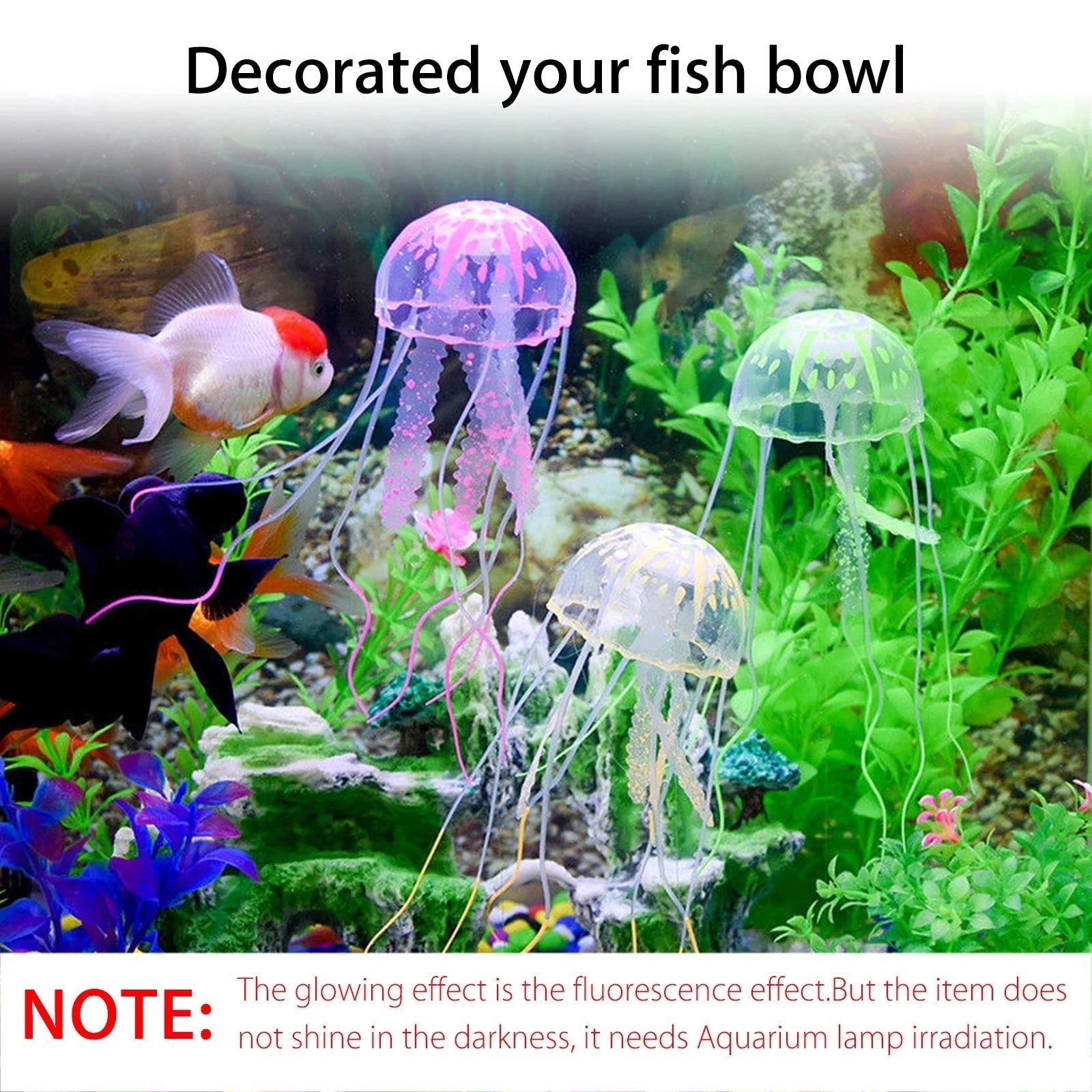 4Pcs Jellyfish Aquarium Decorations, Glowing Effect Fish Tank Ornament - BIG FRENCHIES