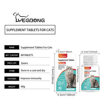 Cat Probiotic Supplement Tablets, Gut & Digestive Health Support With Vitamin B2 & Selenium, Immune, Skin & Vision Care,