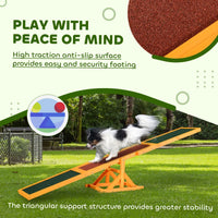 PawHut Wooden Dog Agility Seesaw For Balance Training And Exercise, Platform Equipment Run Game Toy, Weather Resistant P