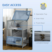 Wooden Hamster Cage with Storage Shelf, Large Rat Mouse Habitat Including Seesaw, Small Animal Cage with Sliding Tray, W