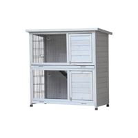 Rabbit Hutch Outdoor, 2-Story Rabbit Cage Indoor With Run, Bunny Cage With 2 Removable No-Leak Trays, Pet Cages With Non