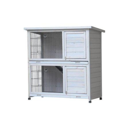 Rabbit Hutch Outdoor, 2-Story Rabbit Cage Indoor With Run, Bunny Cage With 2 Removable No-Leak Trays, Pet Cages With Non