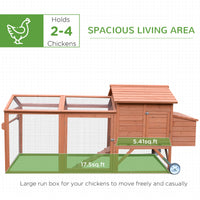 96.5" Chicken Coop Wooden Hen House Poultry Cage Pen Portable with Wheels and Nesting Box, Chicken Cage for Backyard Out
