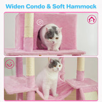 ABCPET 63-inch Multi-level Cat Climbing Frame, Indoor Cat Sisal Scratch Post, Cat Bed, Hammock, Hanging Ball, Extension 
