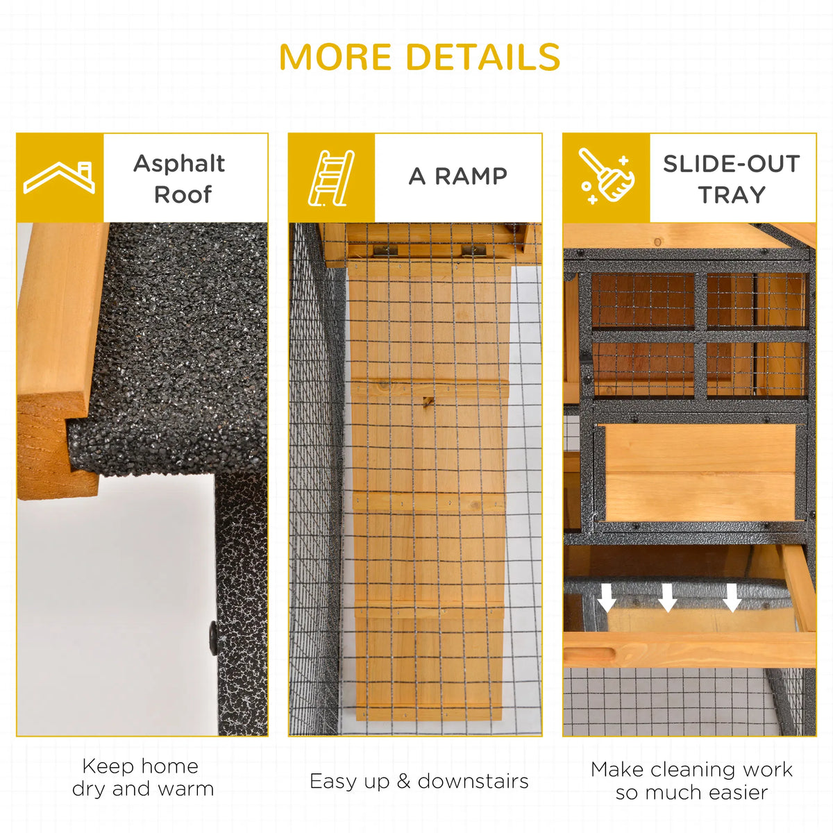 Wood-Metal Large Rabbit Hutch Bunny Cage Pet House Small Animal Habitat with Slide-Out Tray, Lockable Door, Water-Resist