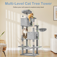 66 Inch Cat Tree Tower, Large Multi-Cat Climbing Extended Platform, Hammock, Pet House For Indoor Cats And Kittens Play