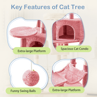 44 Inch Cat Tree Tower, Multi-Cat Climbing Tower With, Natural Sisal Scratching Posts, Extended Platform, Hammock