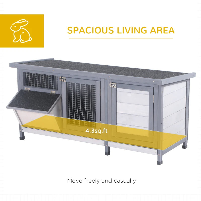 Wooden Rabbit Hutch Bunny Hutch Cage Guinea Pig With Waterproof Roof, No Leak Tray And Feeding Trough, For Rabbits, Chic