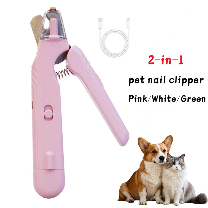2 In 1 Pet Nail Clippers With Led Light Dog Cat Special Blood Line Scissors Multifunction Animals Paw Nail Trimmer Pet S