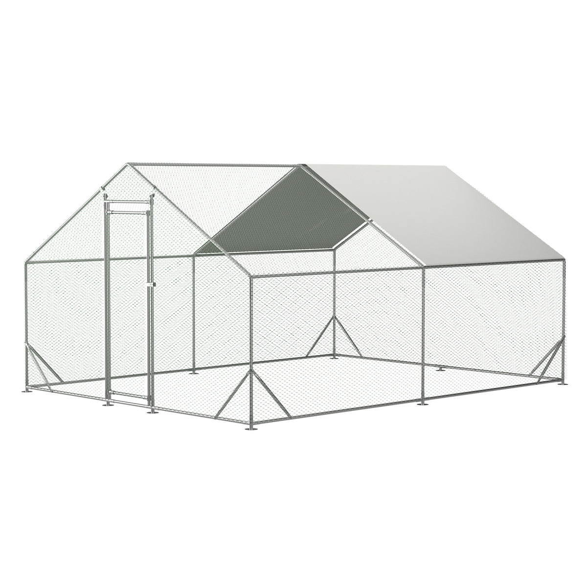 Large Metal Chicken Coop, Walk-in Chicken Run, Galvanized Wire Poultry Chicken Hen Pen Cage, Rabbits Duck Cages With Wat