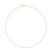 Solid 14K Yellow Gold 0.75mm Classic Box Chain Necklace. Unisex Chain - Size 16 Inches