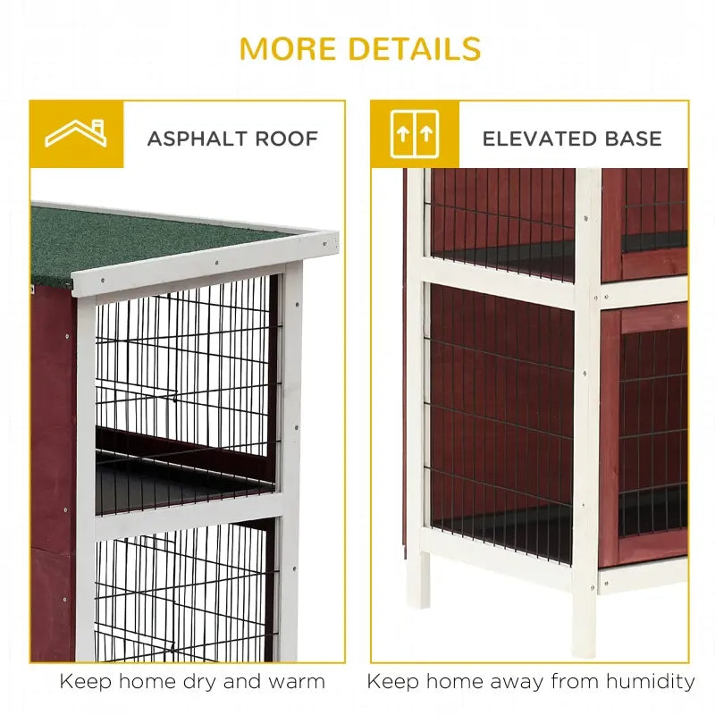 54 2-Story Large Rabbit Hutch Bunny Cage Pet House Small Animal Habitat With Lockable Doors