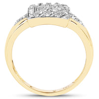 14K Yellow Gold Plated 0.23 Carat Genuine White Diamond .925 Sterling Silver Ring