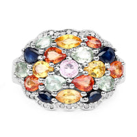 2.85 Carat Genuine Multi Sapphire .925 Sterling Silver Ring
