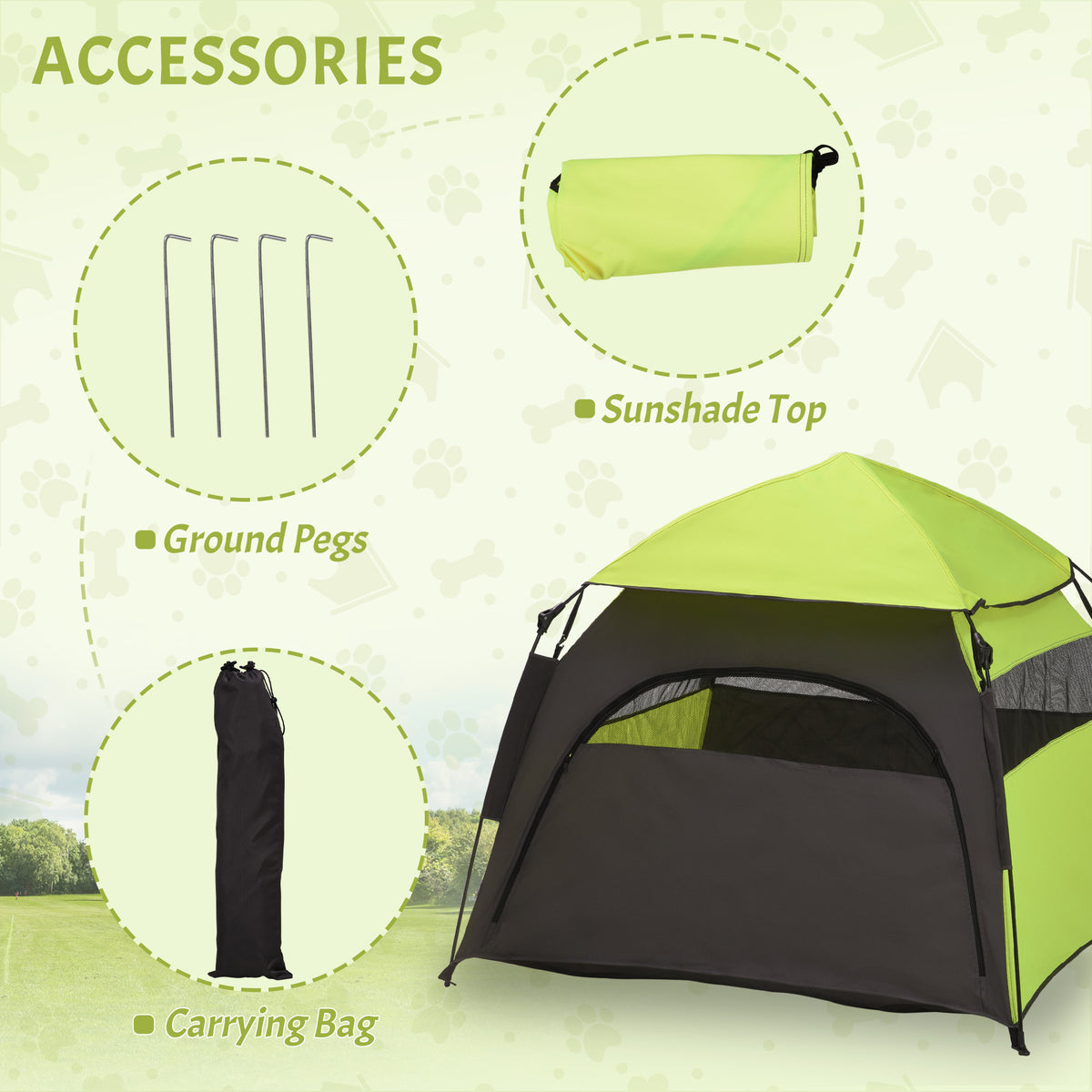 Pop Up Dog Tent for Extra Large and Large Dogs, Portable Pet Camping Tent with Carrying Bag for Beach, Backyard, Home, G