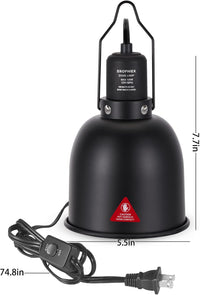 DXOPHIEX Reptile Heat Lamp Fixture Deep Dome Basking Light 5 Options