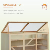 45" Extra Large Wooden Hamster Cage, 3-Layer Rat Cage with Opening Roof, PVC Window, Small Animal Habitat for Gerbil, Dw