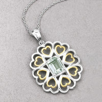 2.10 Carat Genuine Green Amethyst .925 Sterling Silver Pendant