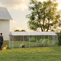 Dog Kennel Outdoor Dog Run Waterproof UV-Resist Cover Lockable Door Adjustable Bowls 20 X 7.5 X 6.5ft,Multiple Packages