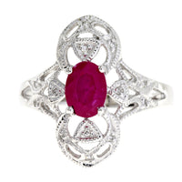 Natural 1.05ct Ruby Diamond Ring 10KT White Gold