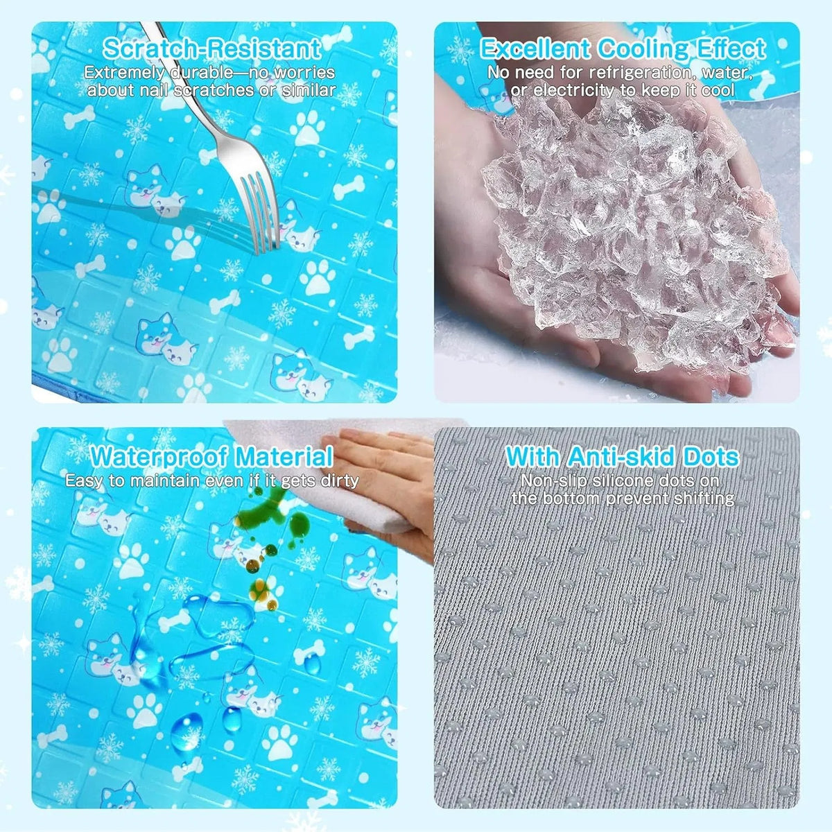 Dog Cooling Mat, Pet Cooling Mat With Non-Toxic Solid Gel, Self-Cooling Pad For Dogs, Waterproof, Durable Cooling Bed Fo
