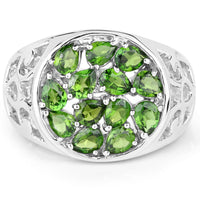 2.21 Carat Genuine Chrome Diopside .925 Sterling Silver Ring