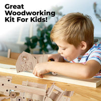 Kraftic Woodworking Building Kit for Kids and Adults, 3 Educational DIY Carpentry Construction Wood Model Kit Toy Projects for Boys and Girls - Build a Wooden Off-Road Vehicle, Flatbed, Barn